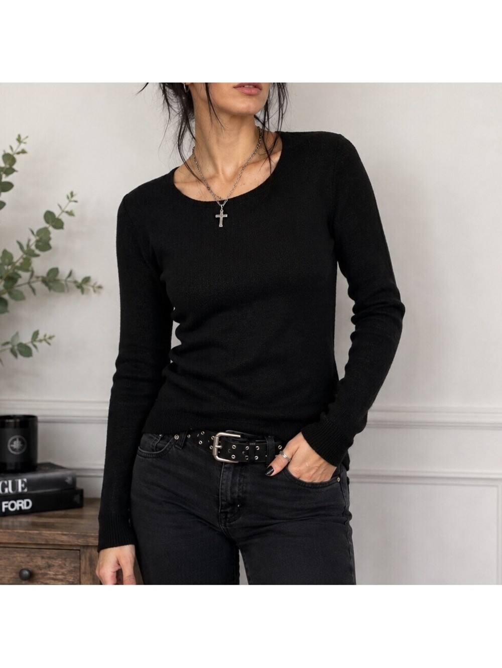 Ann Taylor Black Lightweight Knit Sweater S Sheer Goth Grunge Punk Minimalist